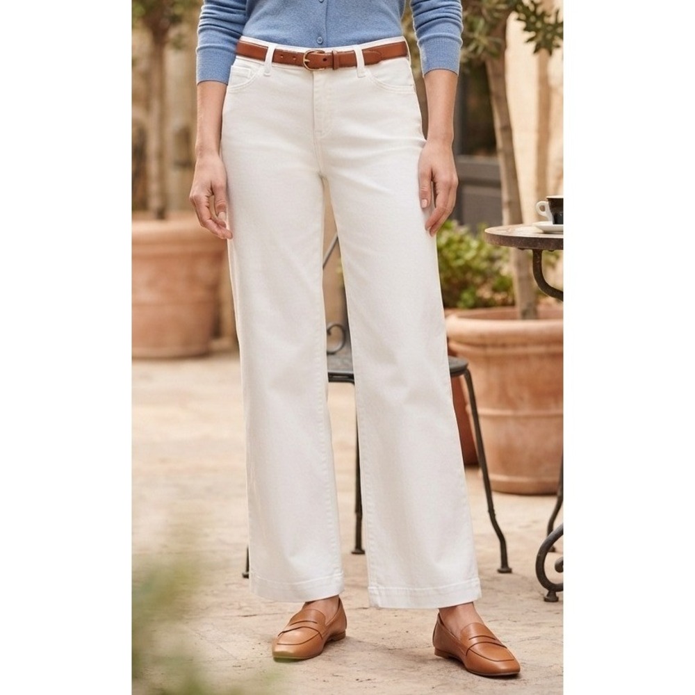 Lilly Pulitzer Dress Pants Women's 4 White Cotton Stretch Minimalist Wideβ Leg